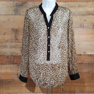N.Y.C. Women's Animal Print Long Sleeve Blouse Siz